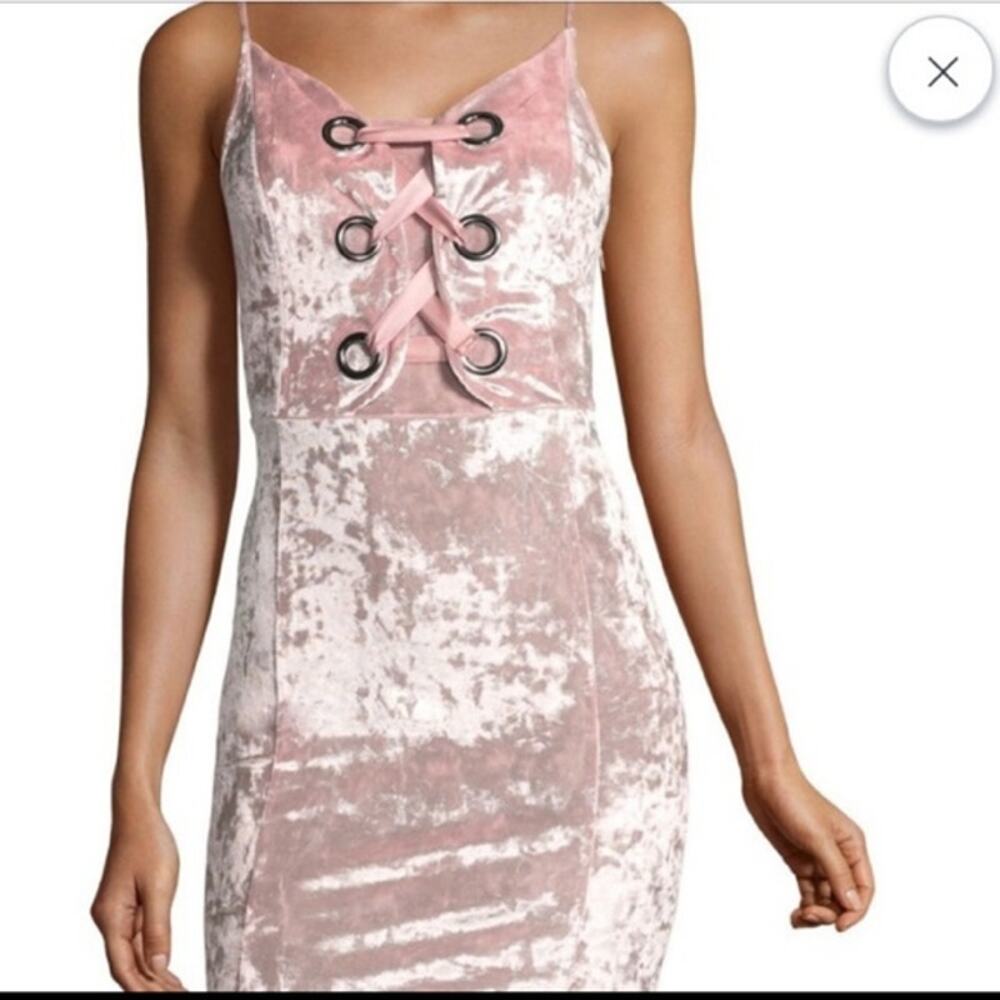NEW Project Runway S Crushed Pink Velvet Lace Up Dress Mini Strappy Y2K